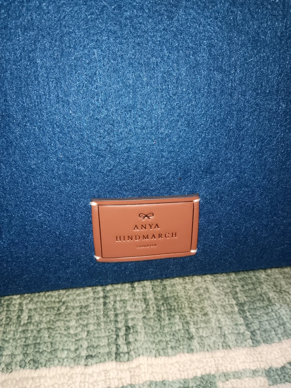 Anya Hindmarch Navy Felt Kellogg's Frosties Tote with Brown Straps - Picture 3 of 6